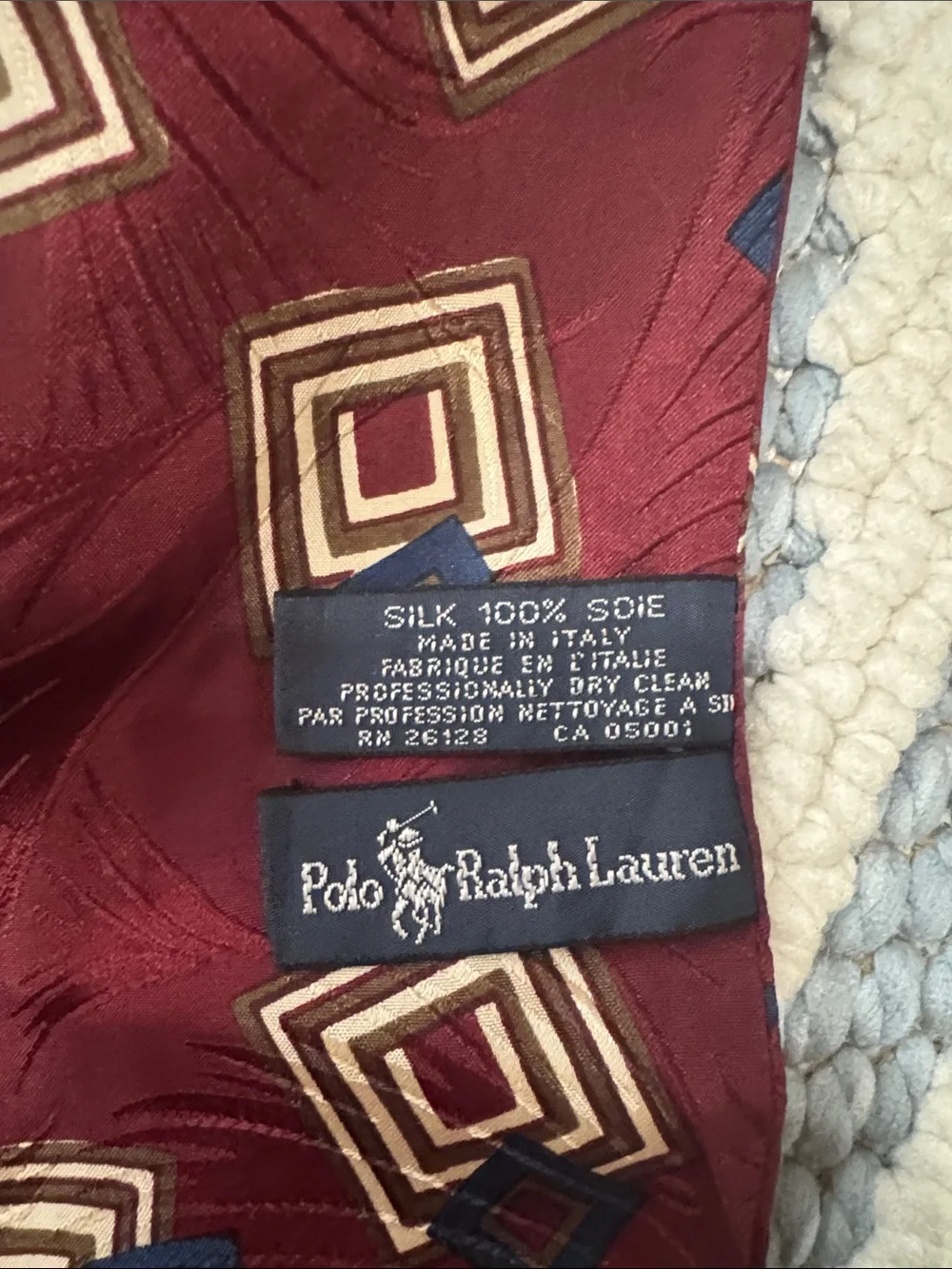 Vintage Polo Ralph Lauren 100% Silk Italian Fringed Scarf 53